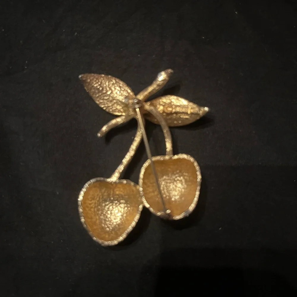 Vintage Sarah Coventry Gold-Tone Cherry Pin